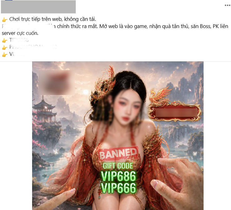 Hình ảnh quảng cáo webgame gây tranh luận trên mạng xã hội