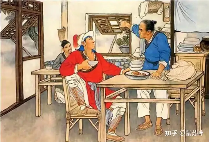 Lỗ Trí Thâm thưởng thức rượu thịt tại Đào Hoa Trang