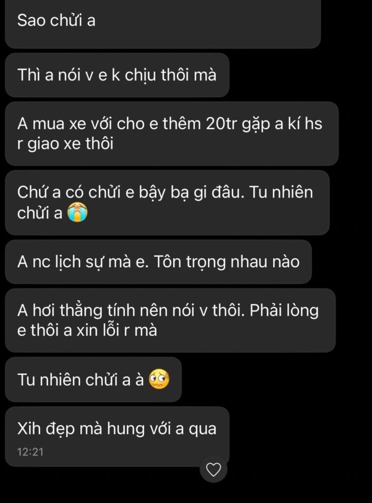 Đoạn tin nhắn khách nam đưa ra đề nghị chu cấp