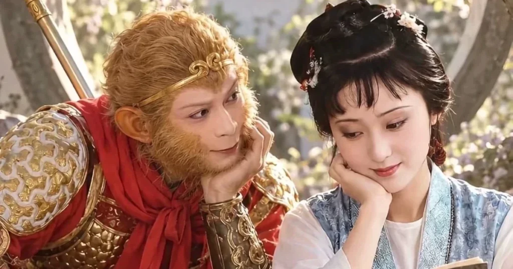 Hình minh họa Tôn Ngộ Không và Lâm Đại Ngọc được đặt cạnh nhau