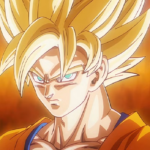 Goku Super Saiyan bay về phía trước trong tranh minh họa của Akira Toriyama