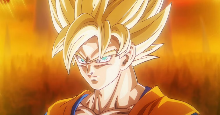 Goku Super Saiyan bay về phía trước trong tranh minh họa của Akira Toriyama