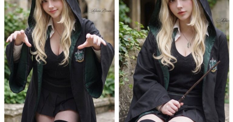 Nữ cosplayer Estonia với mái tóc vàng trong màn hóa thân Malfoy phiên bản nữ