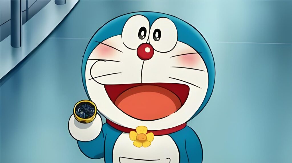 Doraemon với diện mạo quen thuộc bên cạnh hình ảnh Nobita
