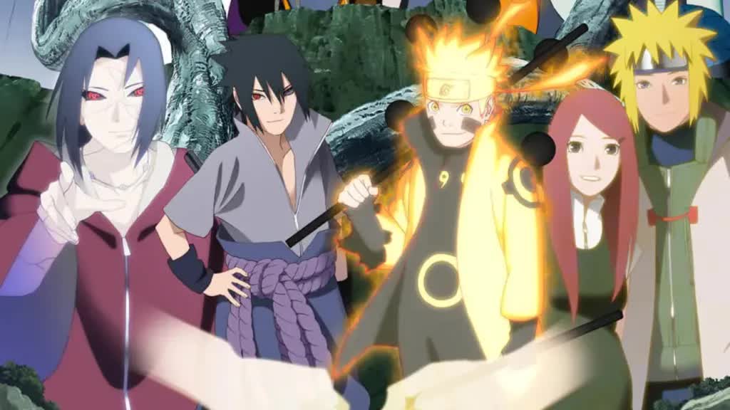 Naruto và những người đồng đội trong một cảnh hành động